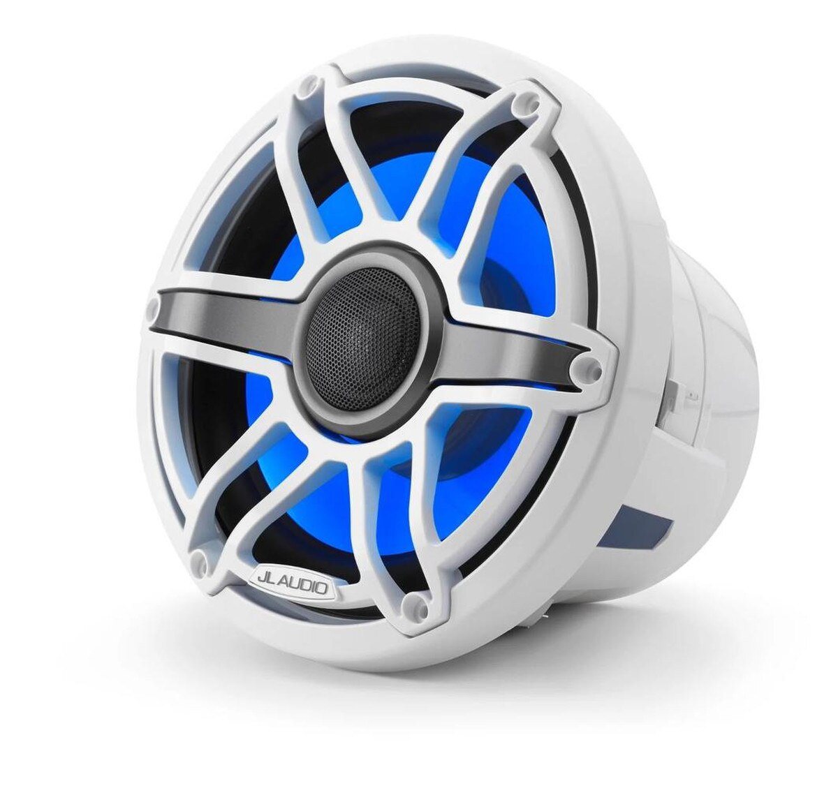 JL Audio M6-880X-S-GwGw-i 8.8" Marine Speakers with RGB LED – White Sport Grille