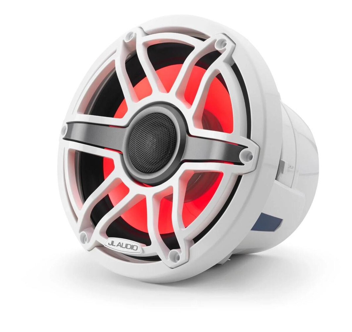 JL Audio M6-880X-S-GwGw-i 8.8" Marine Speakers with RGB LED – White Sport Grille