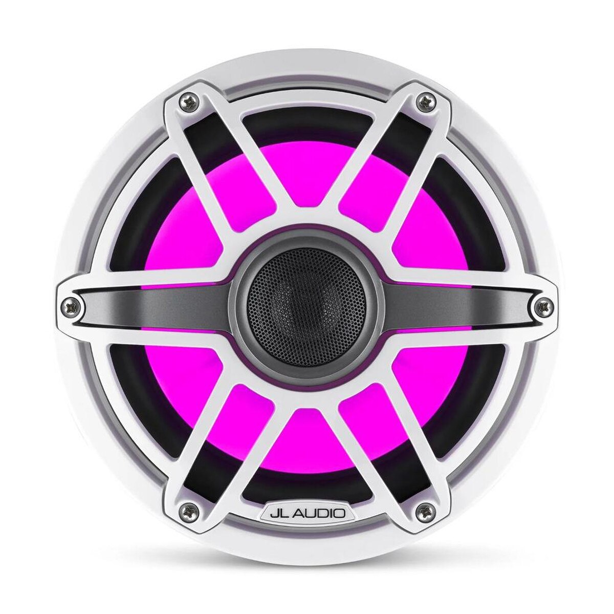 JL Audio M6-880X-S-GwGw-i 8.8" Marine Speakers with RGB LED – White Sport Grille