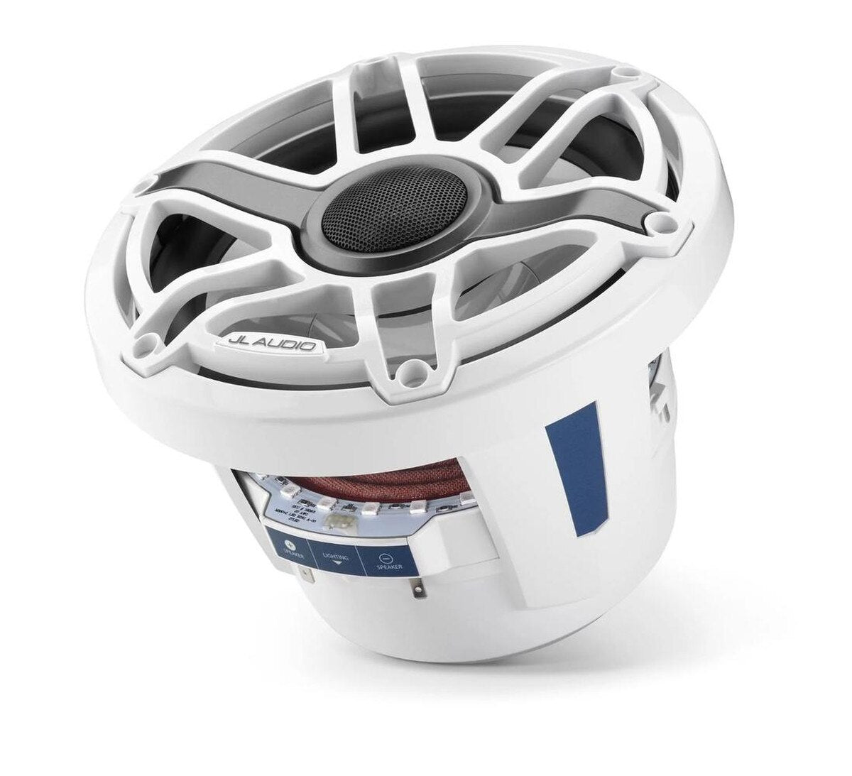 JL Audio M6-880X-S-GwGw-i 8.8" Marine Speakers with RGB LED – White Sport Grille
